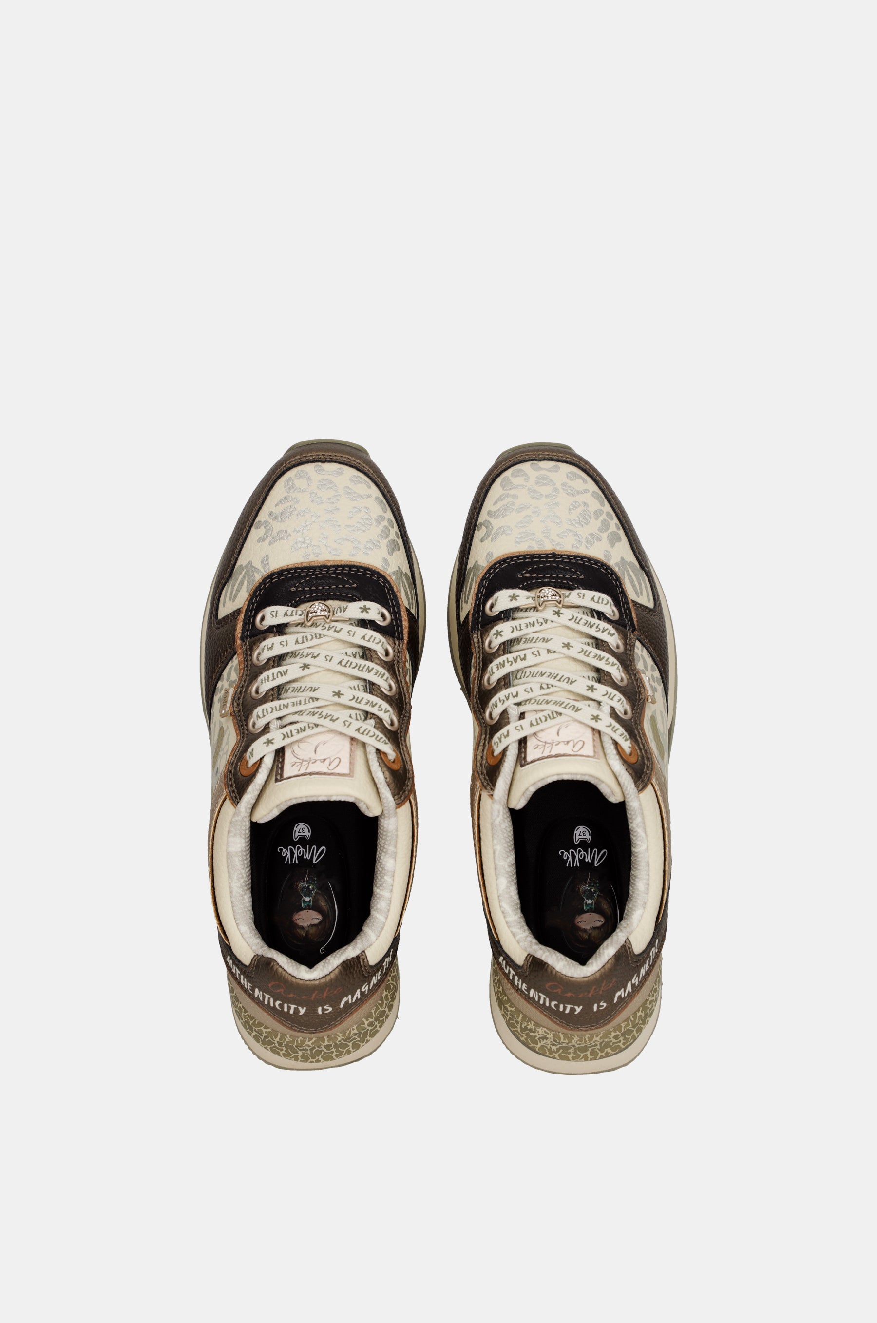 Beige and copper sneakers