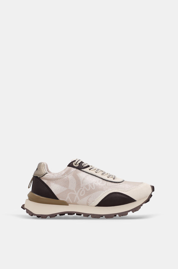 Beige sneakers with brown details