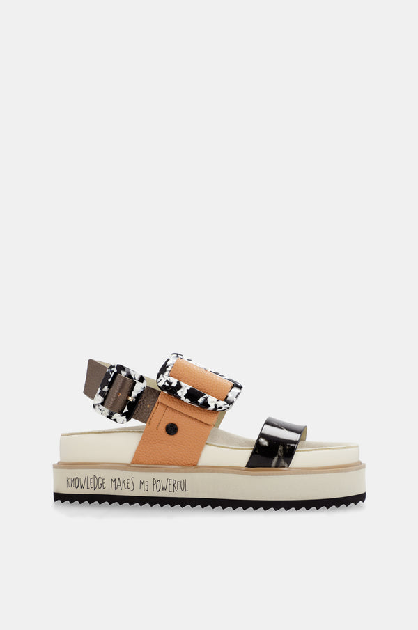 Orange and black platform sandals