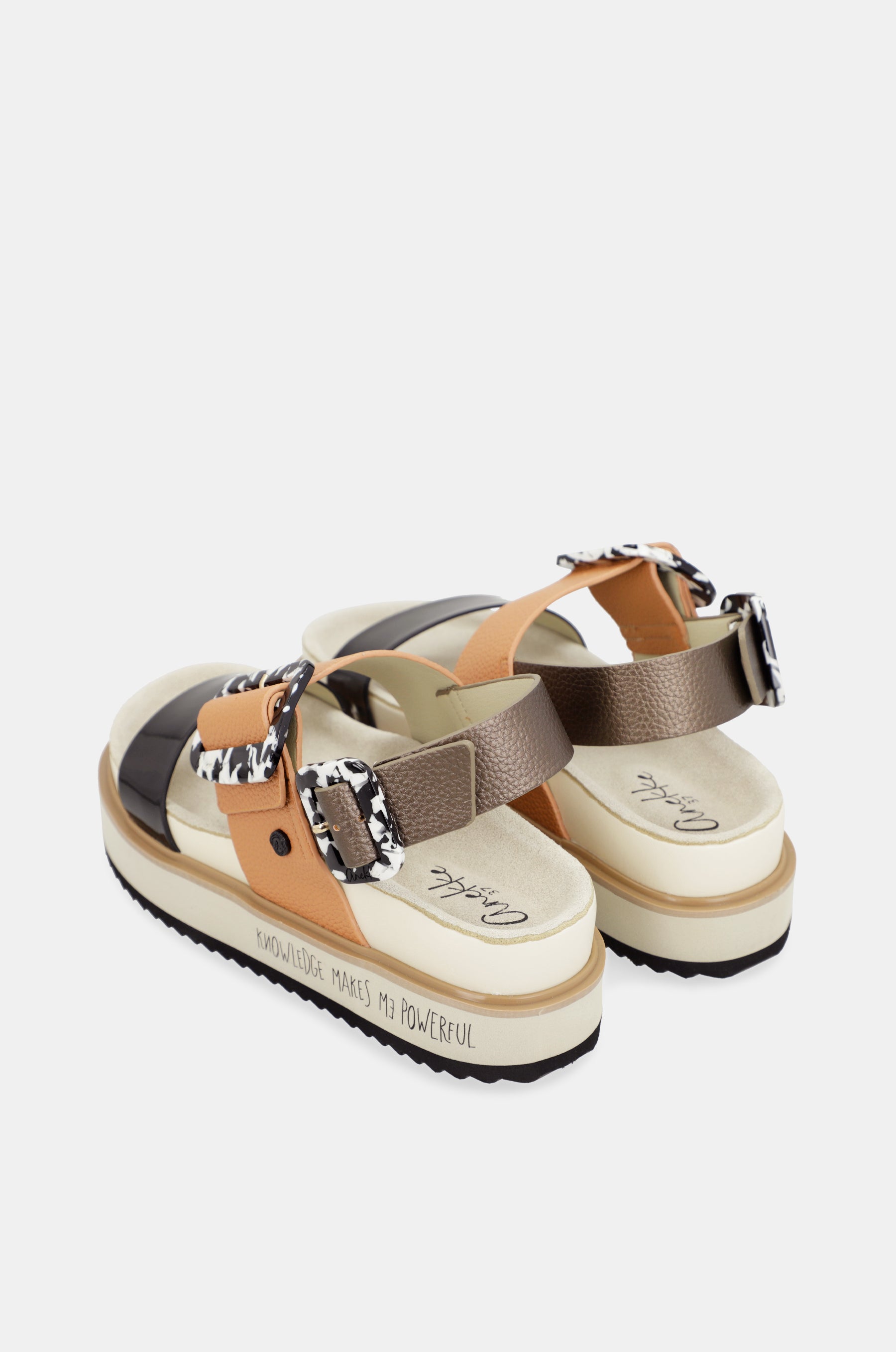 Orange and black platform sandals