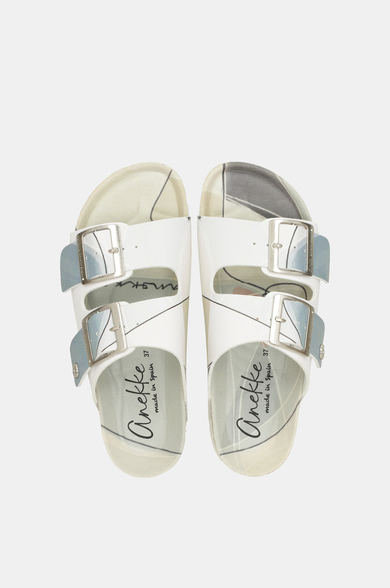Blue and white bio sandals