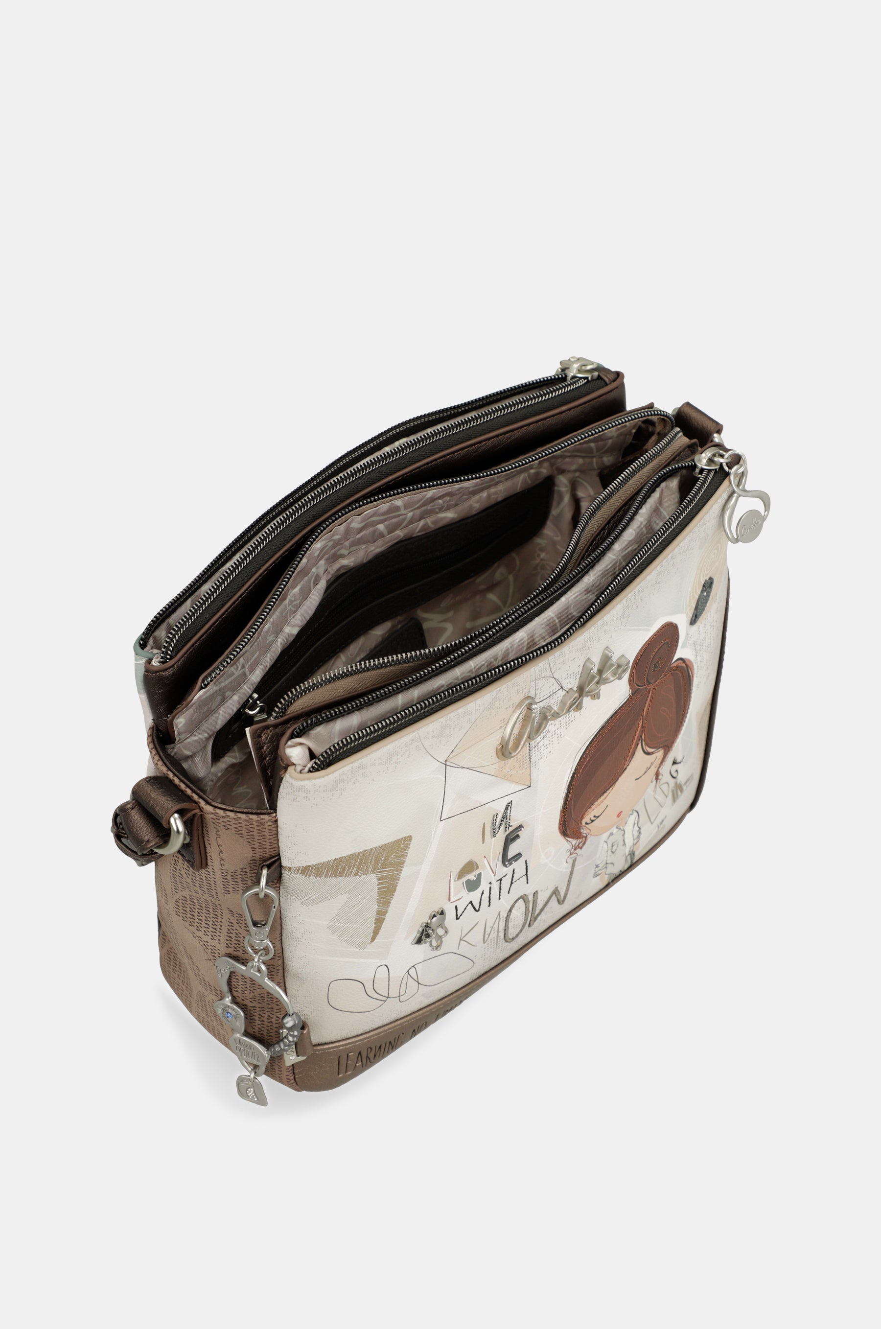 Triple-compartment crossbody bag Sophia