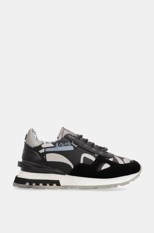Black patterned sneakers
