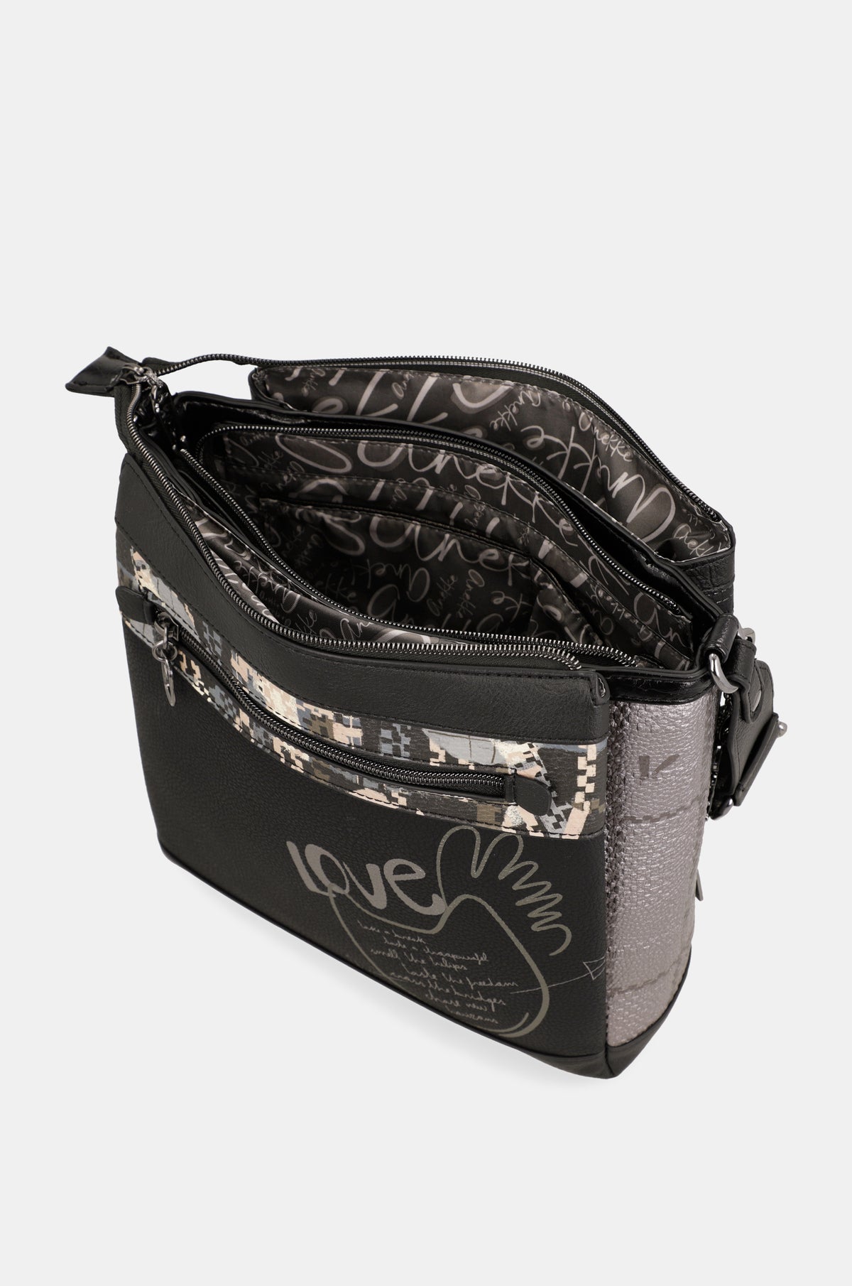 3-compartment crossbody bag Iron