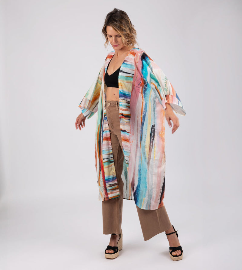 Studio printed long kimono