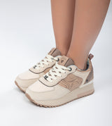 Beige platform sneakers