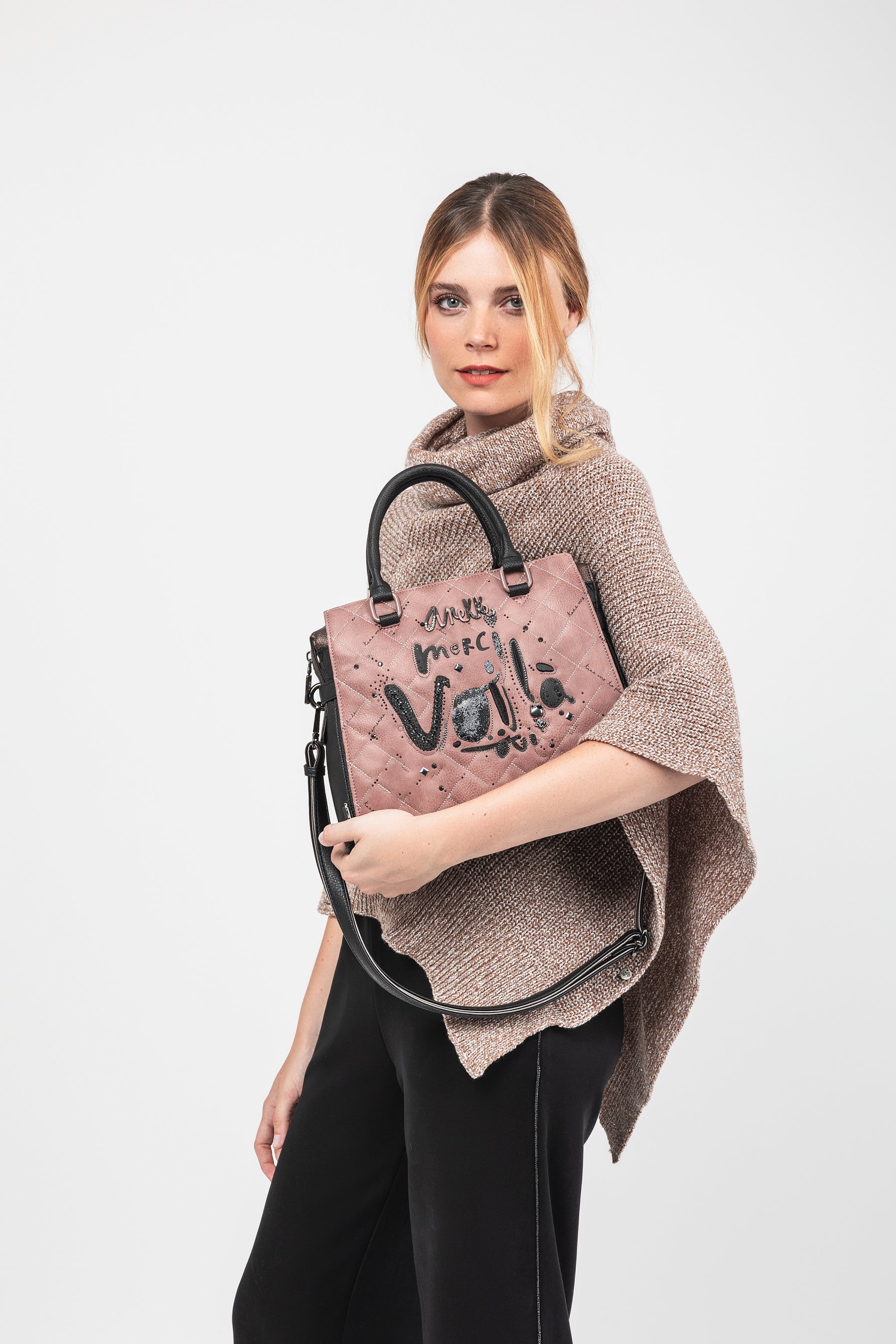 Parisian short-handle bag with shoulder strap