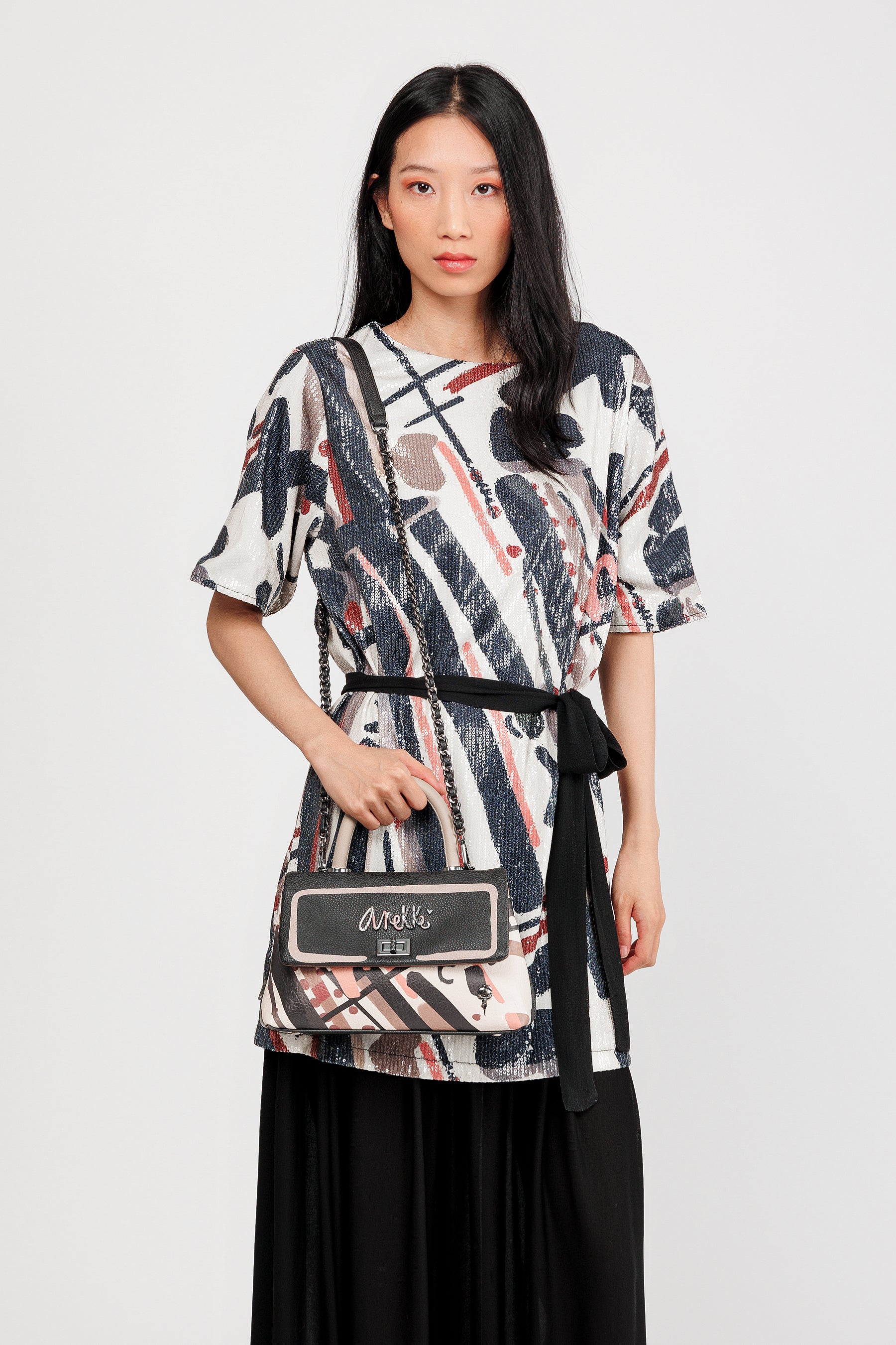 Parisian short-handle small bag with shoulder strap