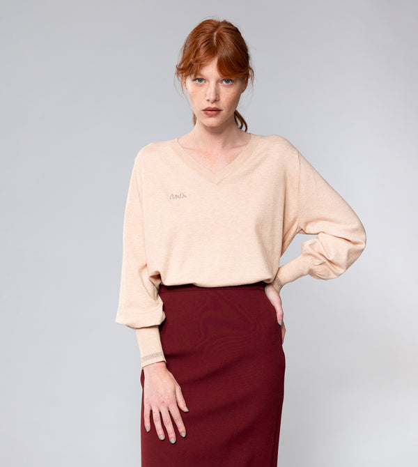 Beige Shōen V-Neck Sweater