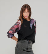 Black sweatshirt with printed sleeves