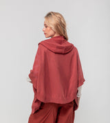 Red poncho-style jacket