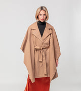 Beige cape-style trench coat