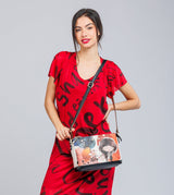 Printed crossbody bag with 3 compartments Alma