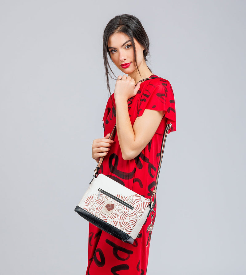 Printed crossbody bag with 3 compartments Alma