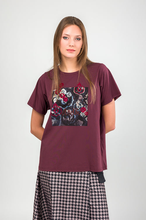 Manifesto burgundy short sleeve T-shirt