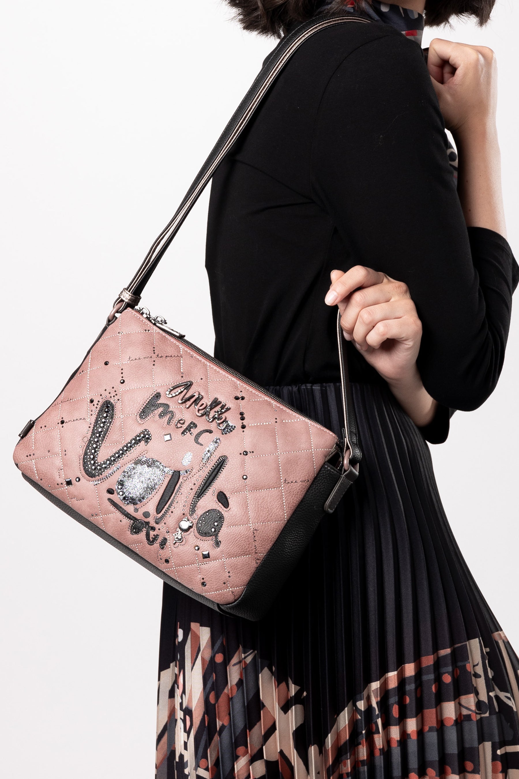 Parisian 3-compartment printed crossbody bag