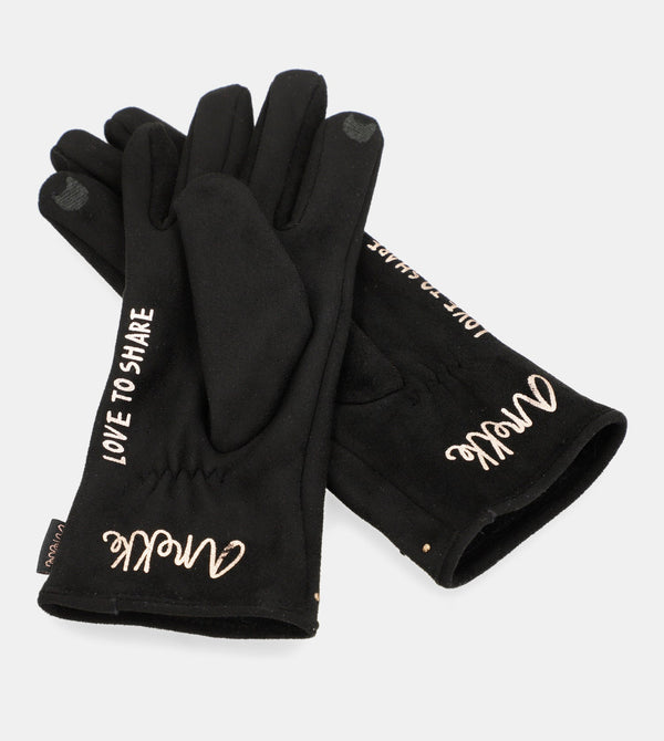 Black fleece-lined gloves