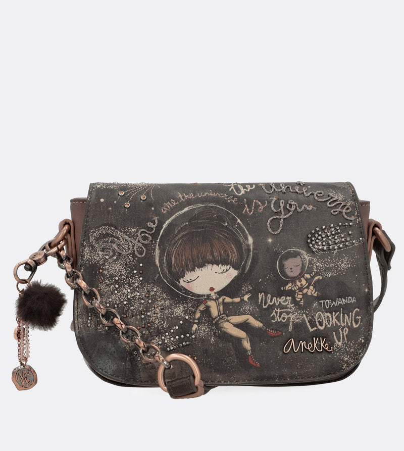 Smart universe crossbody bag with a printed design