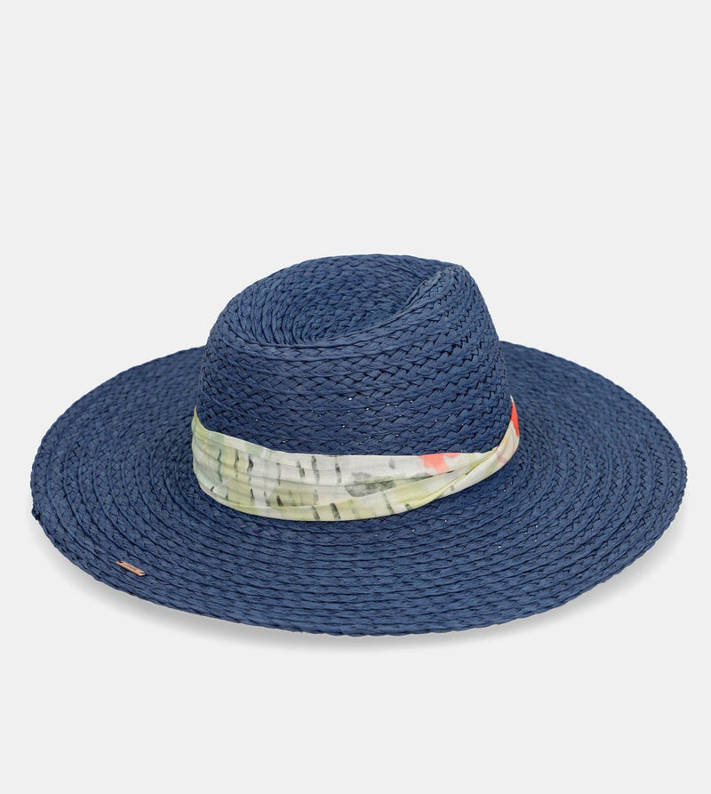 Sombrero rafia azul marino
