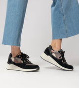 Black Padded Sports Sneakers with Wedge