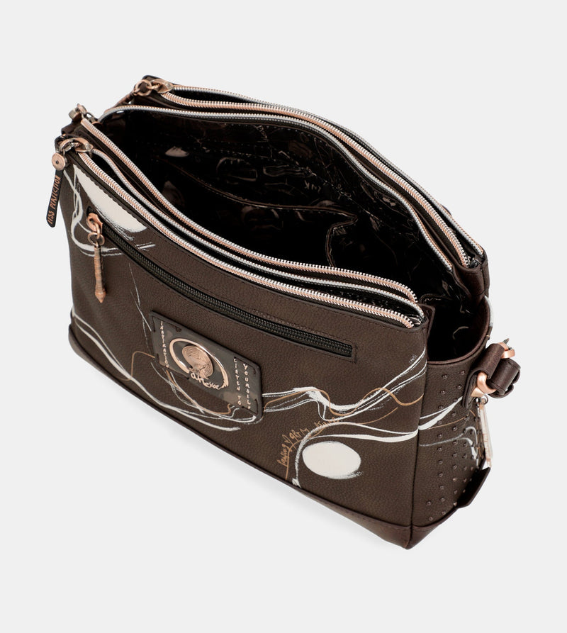 Nature Shodō brown 3 compartment messenger bag brown