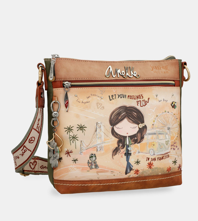 Anekke Peace Love camel square crossbody bag Outlet online