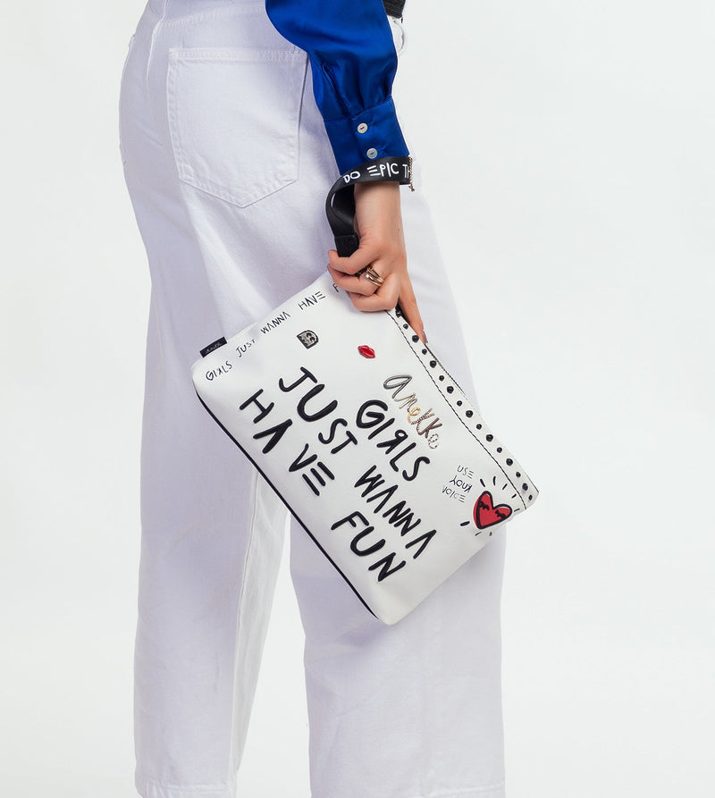 Energy white clutch bag