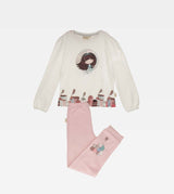 Pajamas girl white and pink cotton